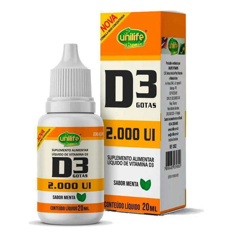 Vitamina D3 Em Gotas Sabor Menta Unilife 20ml - MEUBRASILONLINE