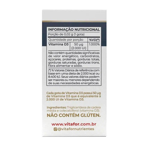 Vitamina D3 em Gotas Vitafor 10 ml - MEUBRASILONLINE
