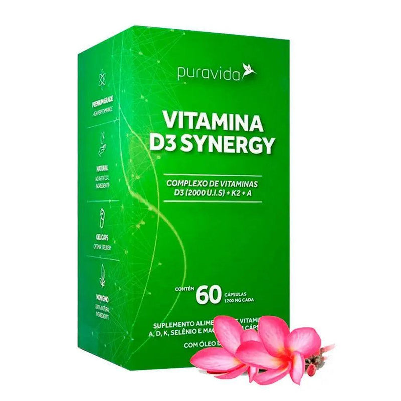 Vitamina D3 Synergy Puravida 60 Cápsulas - Meu Brasil On Line