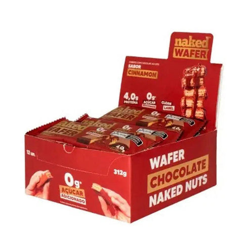 Wafer Cinnamon com Proteína Naked Nuts (Cx 12un de 26g) - MEUBRASILONLINE