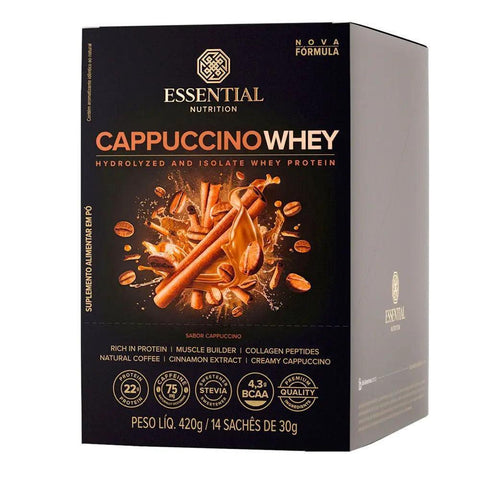 Whey Protein Cappuccino Essential Nutrition 14 Sachês de 30g - MEUBRASILONLINE